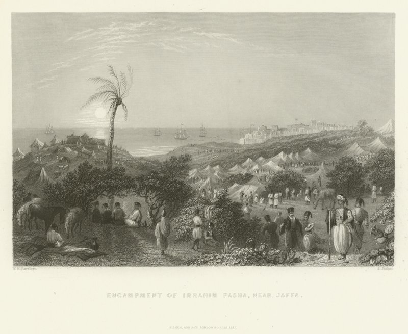 Kamp van Ibrahim Pasha, nabij Jaffa, 1837 door English School