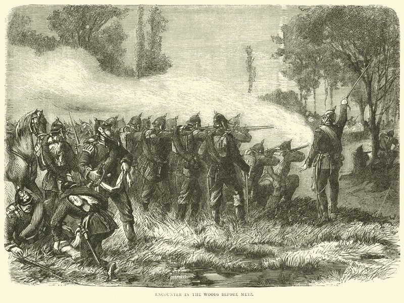 Botsing in de bossen voor Metz, oktober 1870 door English School