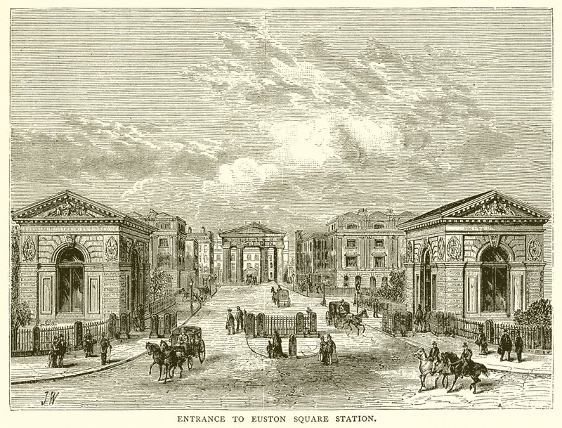 Ingang van Euston Square Station door English School