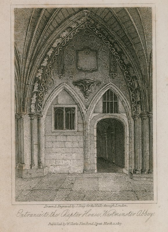 Ingang naar de Kapittelzaal, Westminster Abbey, Londen door English School