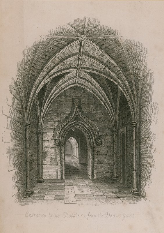Ingang naar de Kloosters vanuit de Deans Yard, Westminster Abbey, Londen door English School
