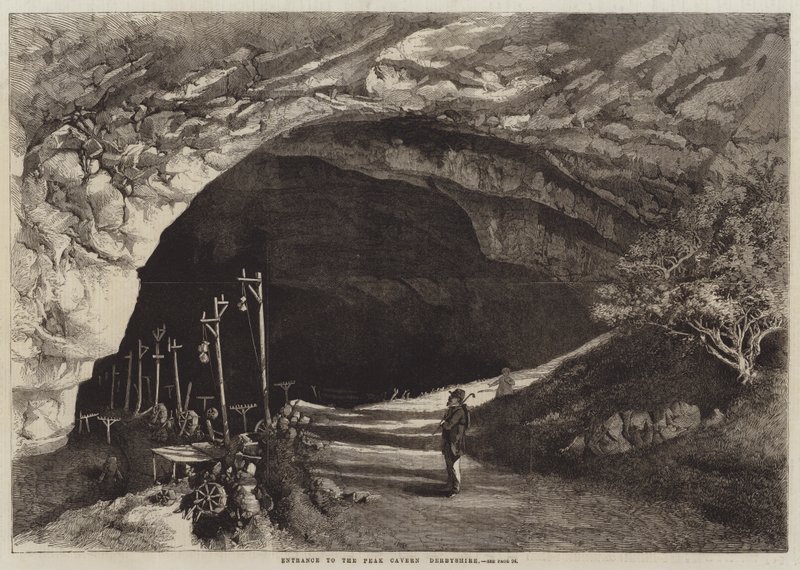 Ingang naar de Peak Cavern, Derbyshire door English School