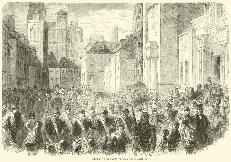 Intocht van Franse troepen in Amiens, mei 1871 door English School
