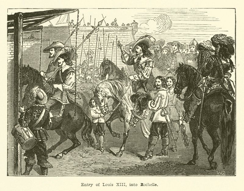Intocht van Louis XIII in Rochelle (gravure) door English School