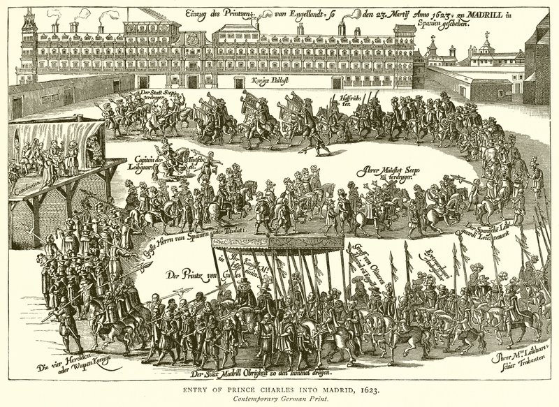 Intocht van Prins Charles in Madrid, 1623 door English School
