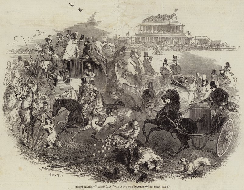 Epsom Races, "Derby Day", het verlaten van het parcours door English School