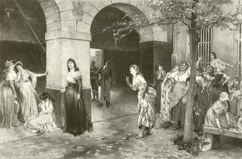 Evariste Carpentier Mme Roland in de gevangenis van Ste Pelagie (gravure) door English School