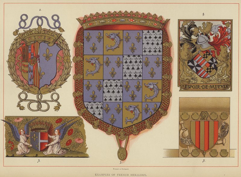 Voorbeelden van Franse Heraldiek door English School