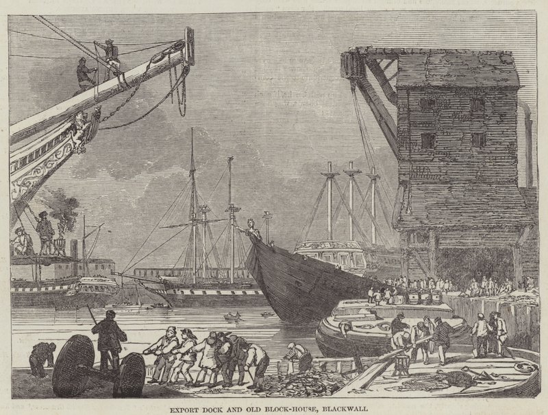 Export Dock en Oude Blokhuis, Blackwall door English School
