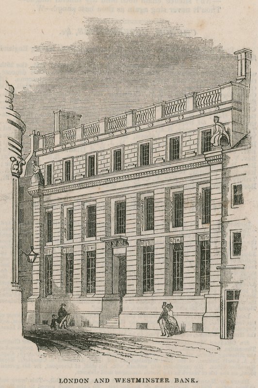 Exterieur van de London and Westminster Bank door English School