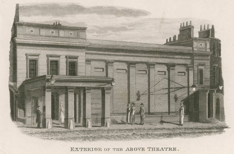 Exterieur van het Regency Theatre, Tottenham Street, Tottenham Court Road, Londen door English School