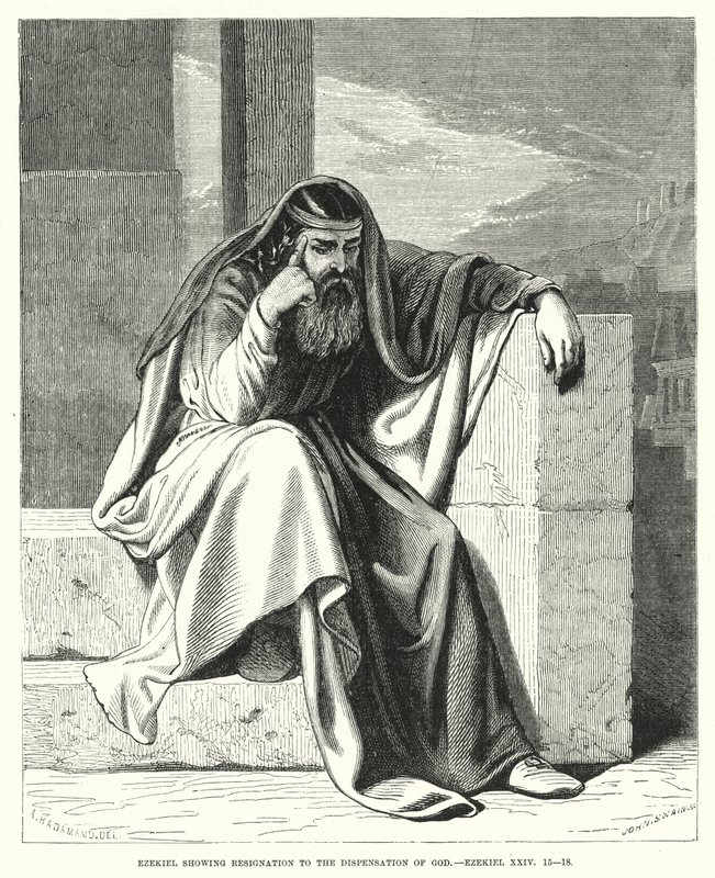 Ezechiël toont berusting in de beschikking van God, Ezechiël XXIV door English School