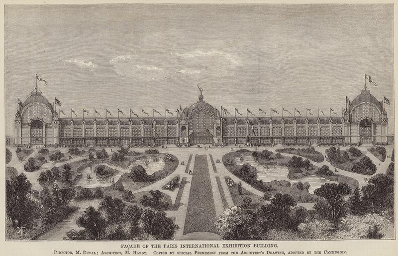 Gevel van het gebouw van de Internationale Tentoonstelling van Parijs door English School