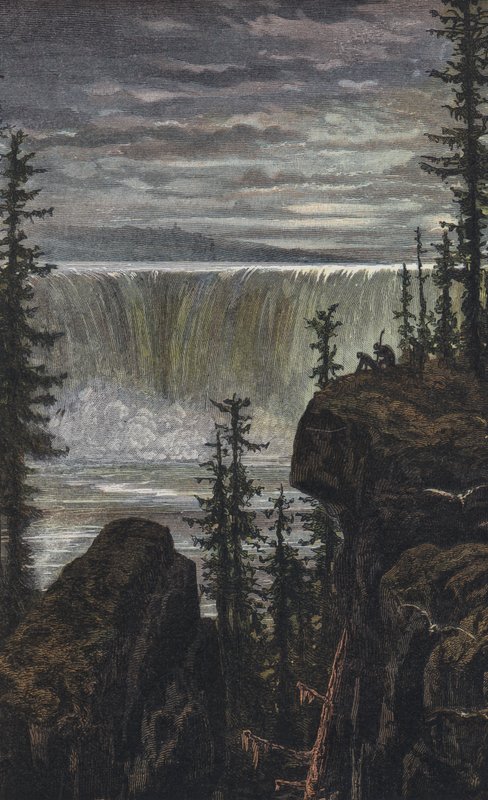 Watervallen van Niagara (gekleurde gravure) door English School