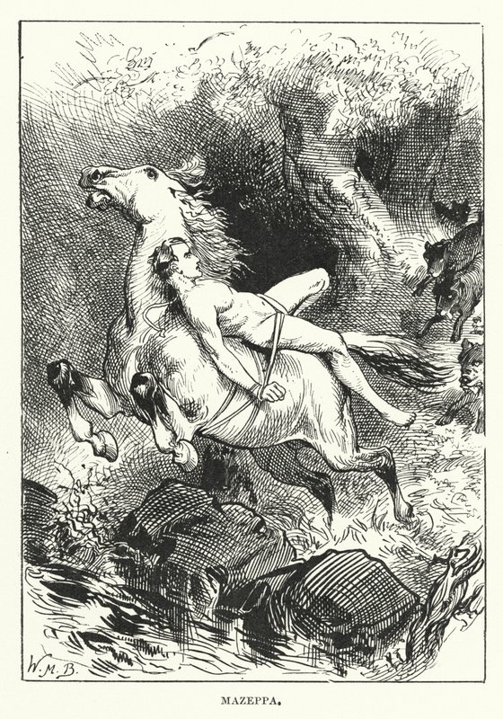 Beroemde ritten: Mazeppa (gravure) door English School