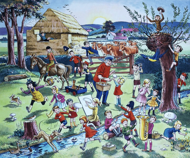 Boerderijscène (met verborgen fruit) door English School