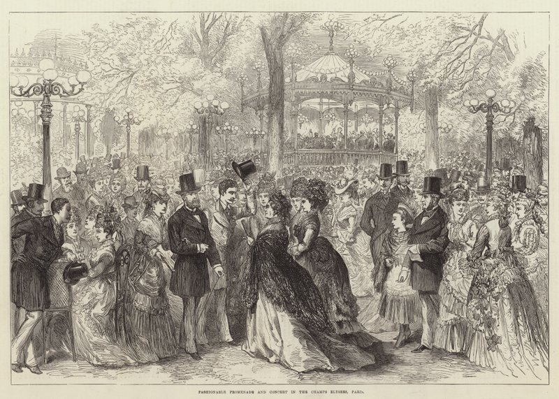 Modieuze Promenade en Concert in de Champs Elysees, Parijs door English School