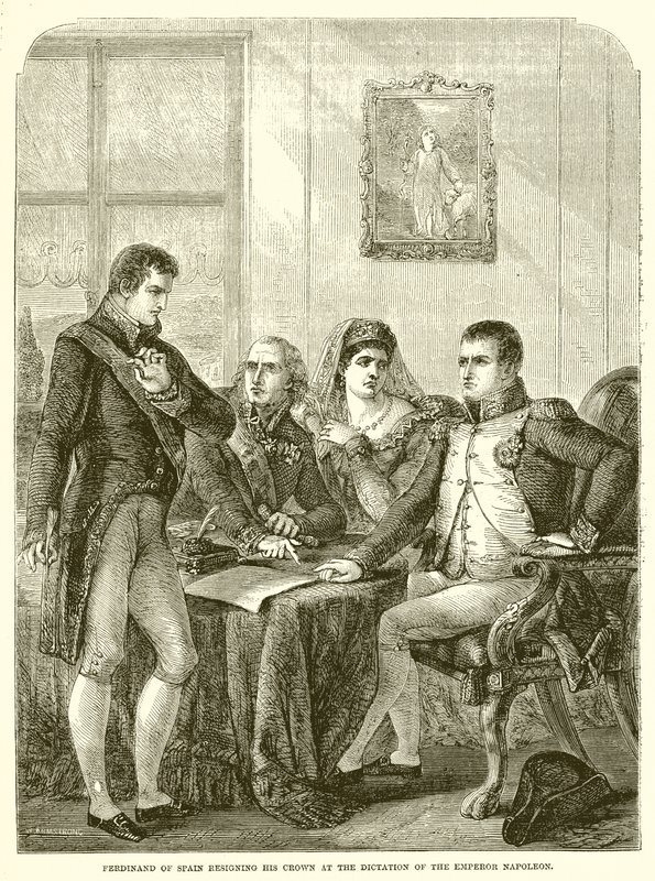 Ferdinand van Spanje doet afstand van zijn kroon op bevel van keizer Napoleon door English School