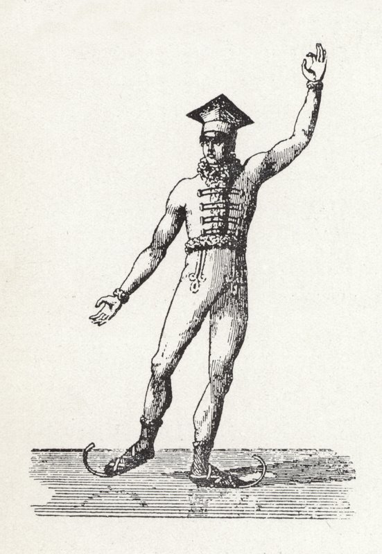 Figuur van een man schaatsen door English School