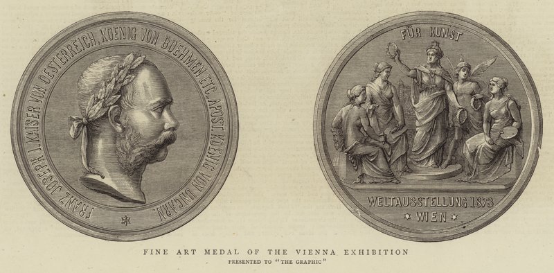 Kunstmedaille van de Weense tentoonstelling (gravure) door English School