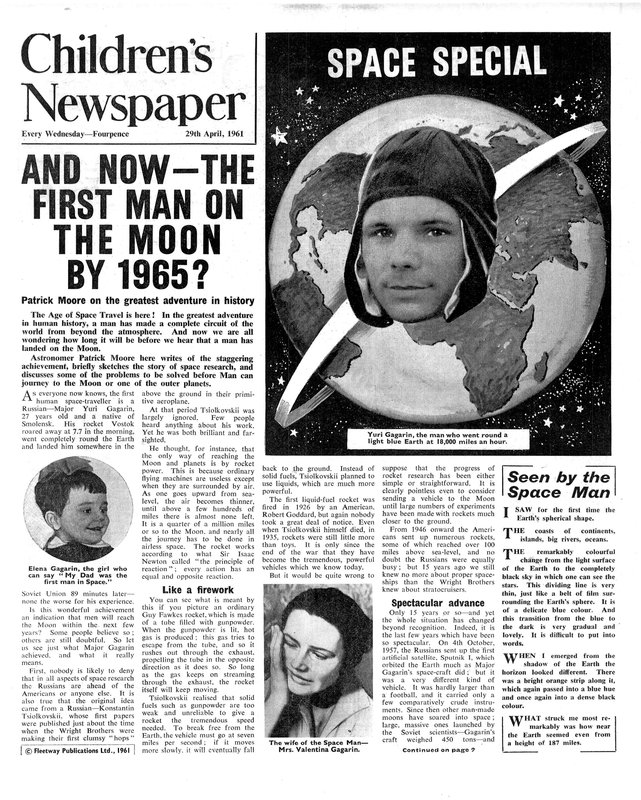 Eerste man op de maan tegen 1965, voorpagina van 