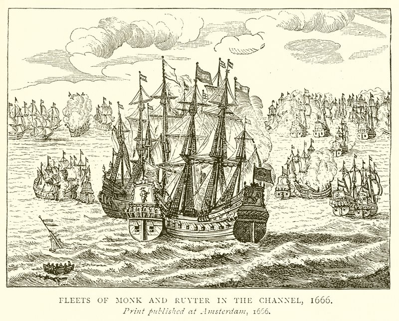 Vloten van Monk en Ruyter in het Kanaal, 1666 door English School