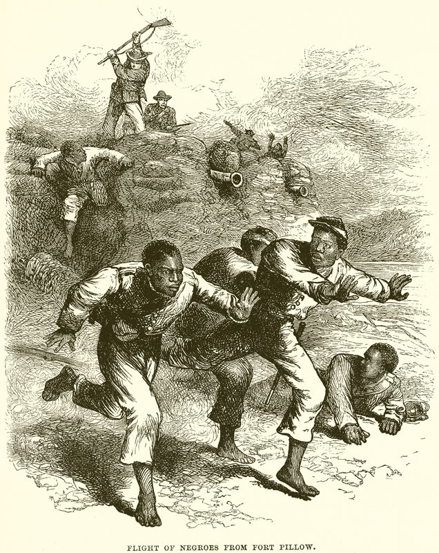 Vlucht van negers uit Fort Pillow (gravure) door English School
