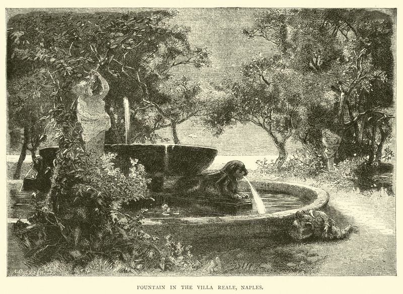 Fontein in de Villa Reale, Napels door English School