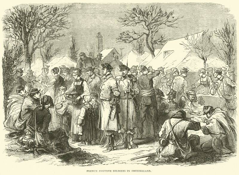 Franse vluchtende soldaten in Zwitserland, november 1870 door English School