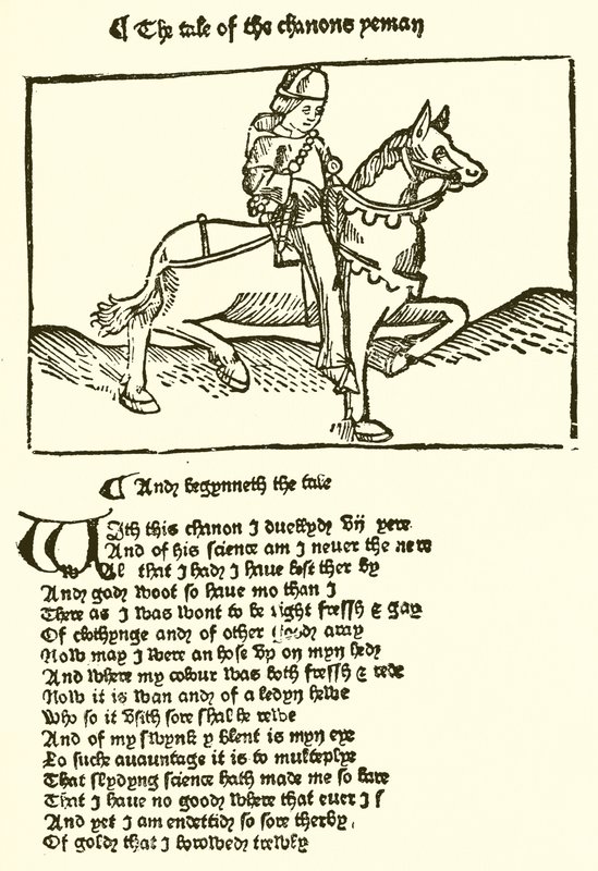 Uit de tweede editie van Chaucers Canterbury Tales gedrukt door Caxton door English School