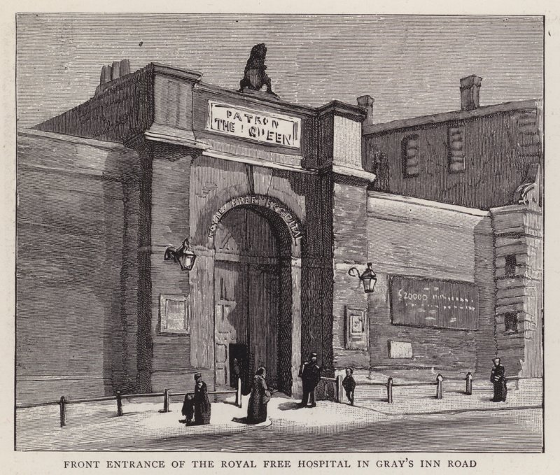 Vooringang van het Royal Free Hospital, Gray