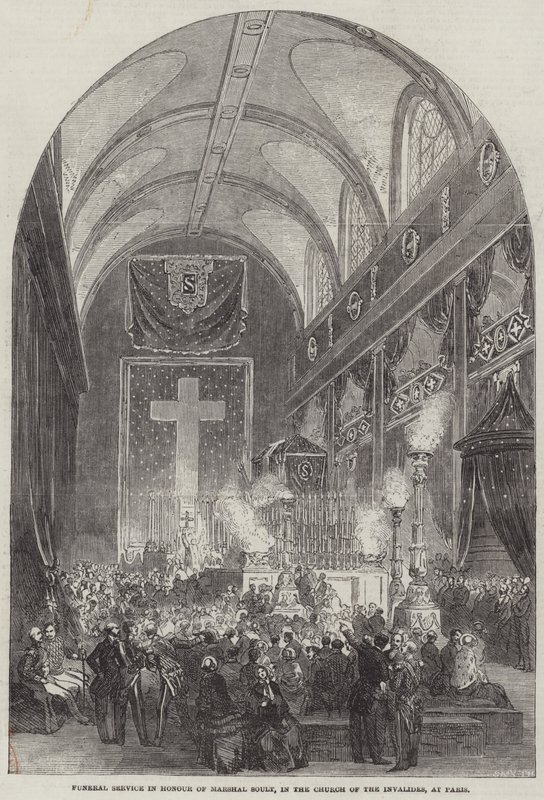Rouwdienst ter Eer van Maarschalk Soult, in de Kerk van de Invalides, in Parijs door English School