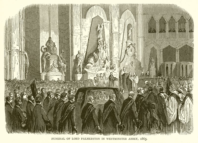 Begrafenis van Lord Palmerston in Westminster Abbey, 1865 door English School