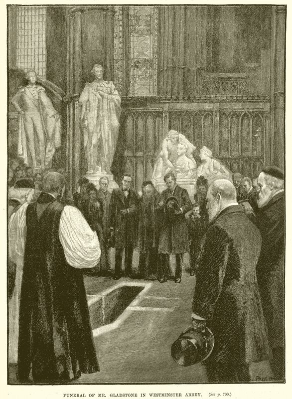 Begrafenis van Mr. Gladstone in Westminster Abbey door English School