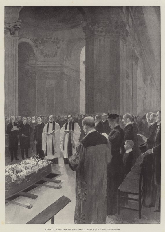 Begrafenis van wijlen Sir John Everett Millais in de St. Paul