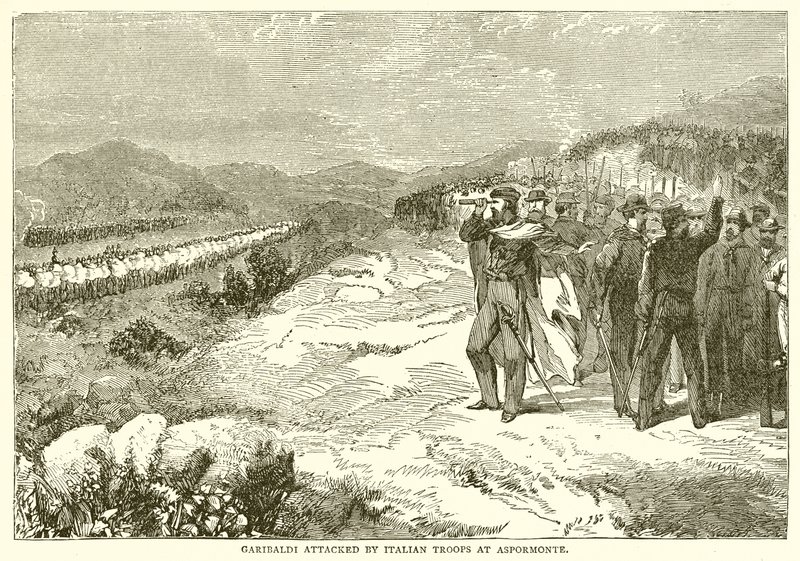 Garibaldi aangevallen door Italiaanse troepen bij Aspromonte door English School
