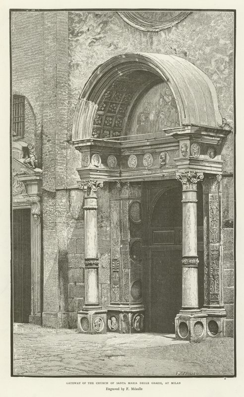 Poort van de kerk van Santa Maria delle Grazie, in Milaan door English School