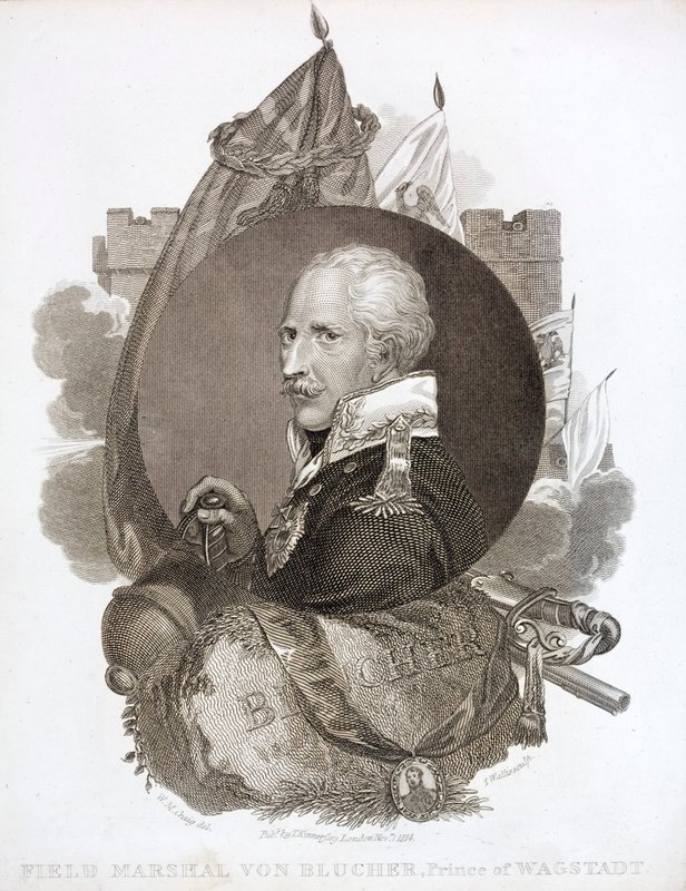 Gebhard von Blucher, Pruisische Veldmaarschalk (gravure) door English School