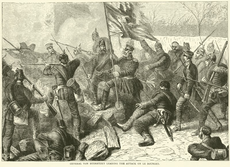 Generaal Von Budretzky leidt de aanval op Le Bourget, oktober 1870 door English School