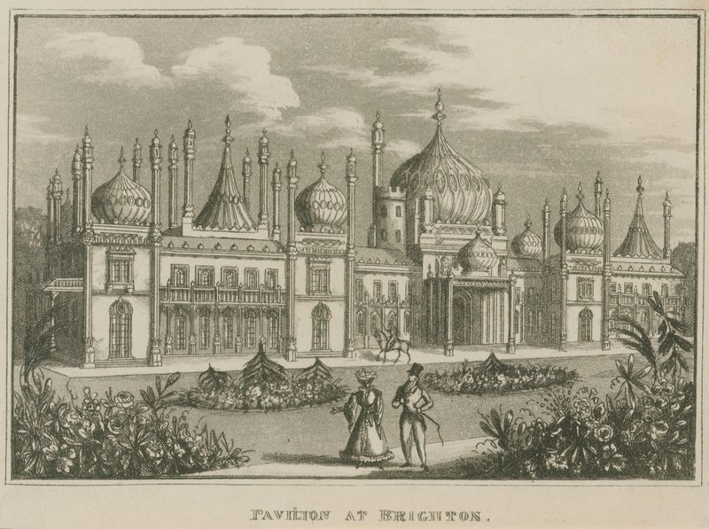 Algemeen uitzicht op het Koninklijk Paviljoen in Brighton door English School