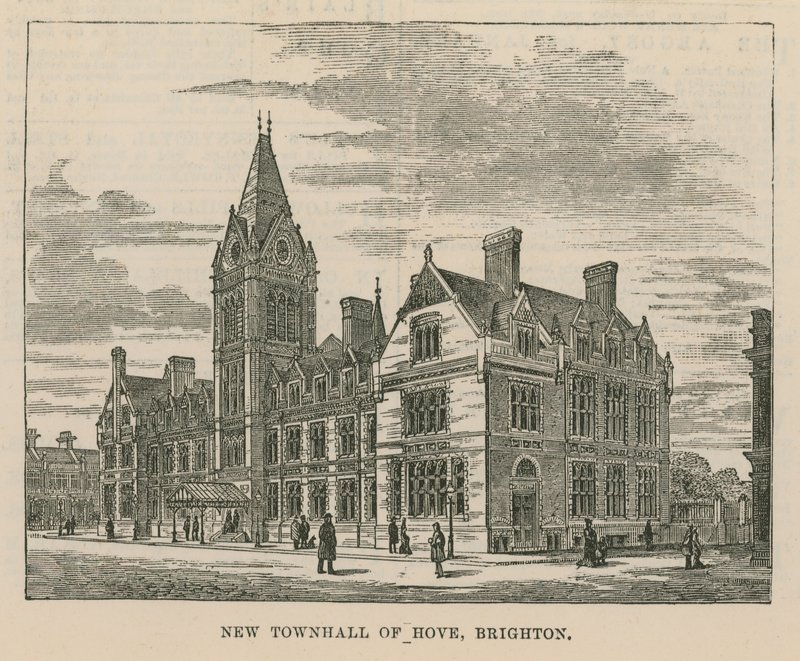 Algemeen uitzicht op het nieuwe Stadhuis van Hove door English School