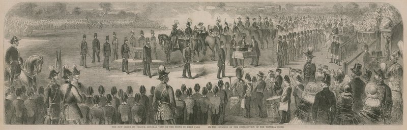 Algemeen overzicht van de scène in Hyde Park bij de uitreiking van het Victoria Cross door English School