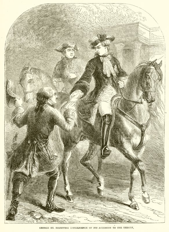George III ontvangt het nieuws van zijn troonsbestijging door English School