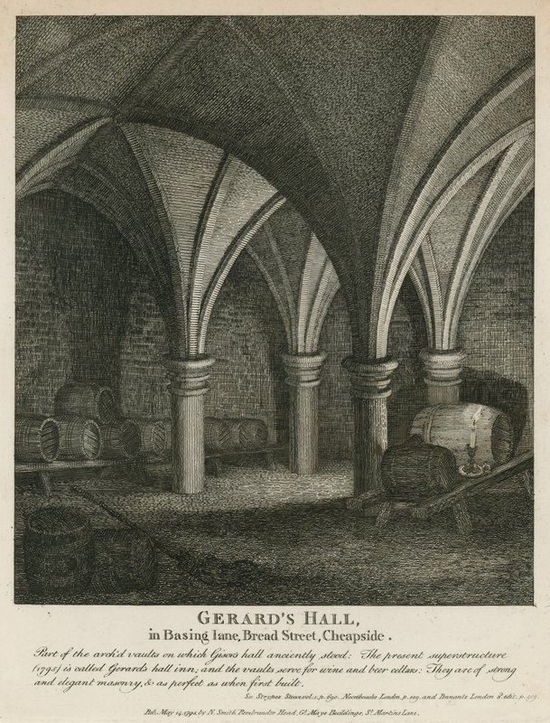 Gerards Hall in Basing Lane, Bread Street, Cheapside door English School