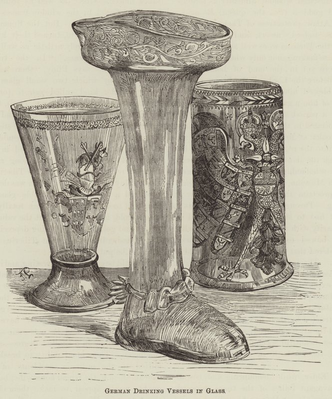 Duitse glazen drinkglazen (gravure) door English School