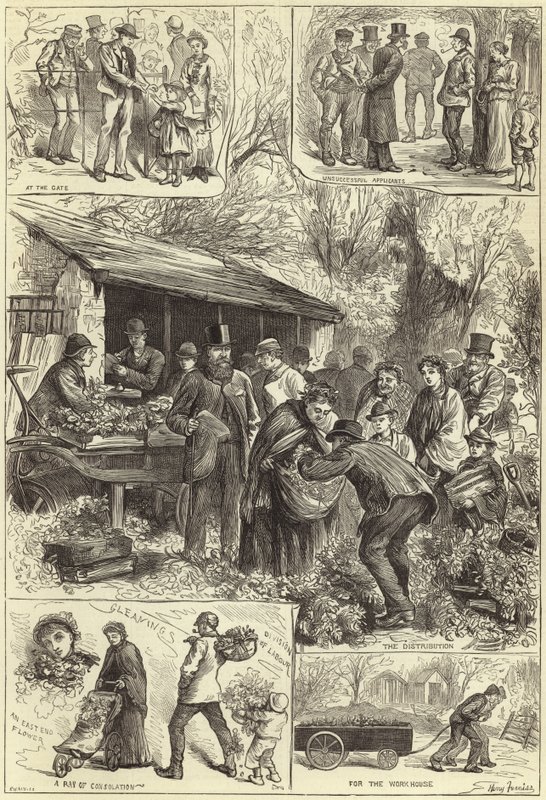 Het uitdelen van planten aan de armen van Londen in Victoria Park door English School