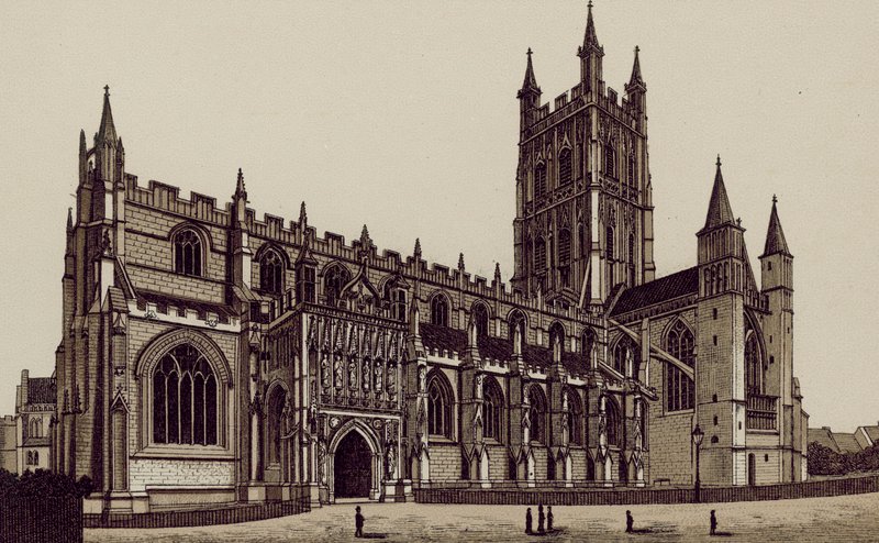 Kathedraal van Gloucester, vanuit het Zuidwesten door English School