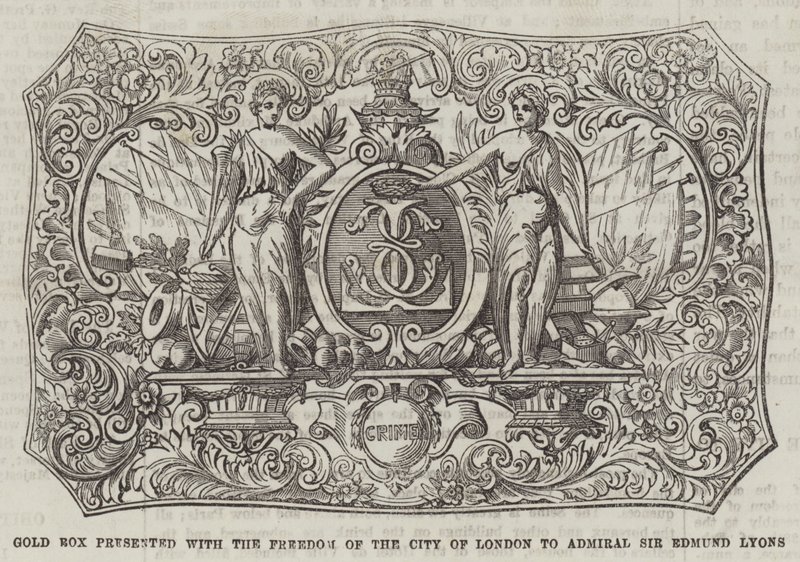 Gouden doos gepresenteerd met de vrijheid van de stad Londen aan admiraal Sir Edmund Lyons door English School