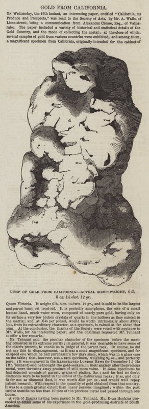 Goud uit Californië (gravure) door English School