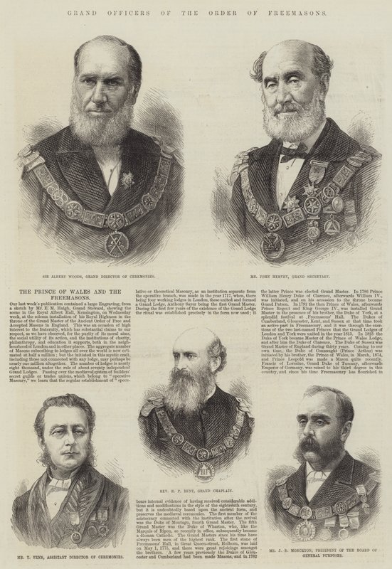 Grootofficieren van de Orde van Vrijmetselaars (gravure) door English School